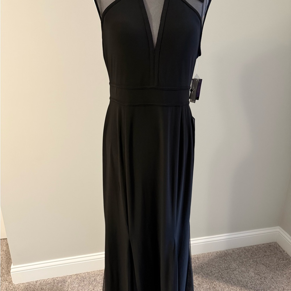 Macy's Black Maxi Dress with Sheer Accents